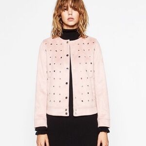 Zara Blush Pink Studded Cropped Jacket